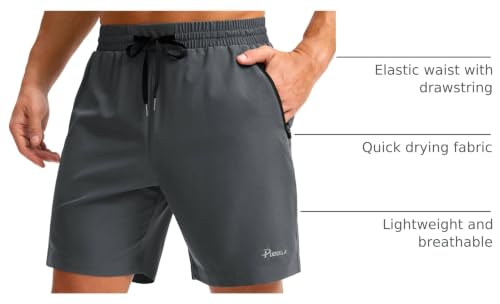 Image of Pudolla Men's Running Gym Shorts with Zipper Pockets 5 inch /7 inch / Lightweight Quick Dry Running Workout Athletic Short