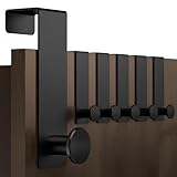 Menz Türhaken - 6er Set Edelstahl Türhaken zum Einhängen, Stabile Kleiderhaken Tür, Schwarz Türhakenleiste als flexible Türgarderobe, Runde Ausführung