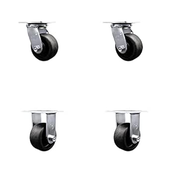 4pc 5" Caster Wheels Swivel 360 2 With Brake Swivel And 2 Rigid Non Swivel Fixed - View #6