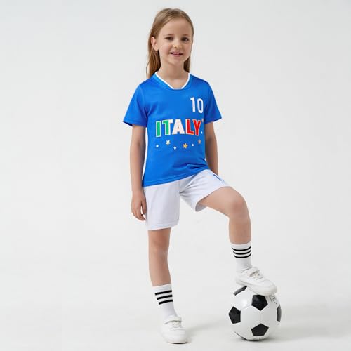 Image of Unisex Kids Soccer Jersey and Shorts Kit 2-Piece Set Boys Girls Football Outfits for Little Athlete 2-14 Years