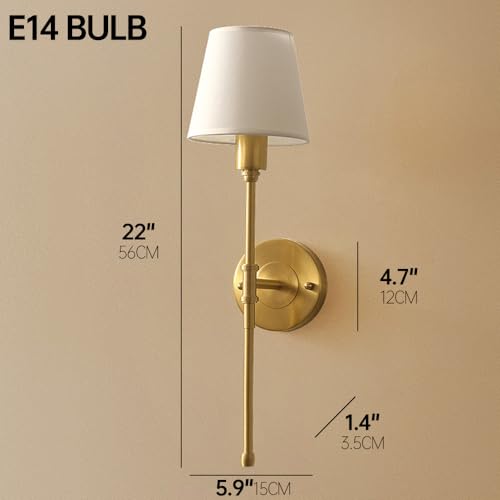 Aplique de pared de tela dorada E14 para pasillo y dormitorio (Pack de 2) 6