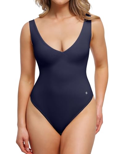 Image of Popilush Shapewear Bodysuit Plunge Deep V Neck Backless Going Out Tank Tops