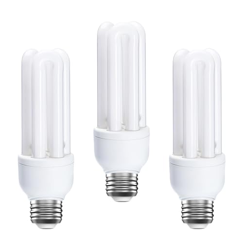 3 Pack Energy Saving 11W CFL Light Bulbs, E27 ES, Daylight 6400K