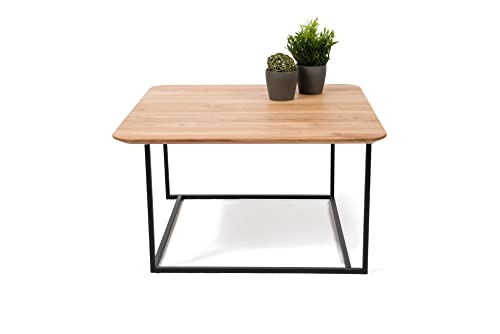 M2 Kollektion Couchtisch Block2, Eiche, wildeiche, Metall schwarz, 80x45x80
