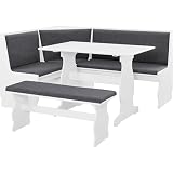 HomeStock Old World Opulence Charcoal Breakfast Nook 66.5x50.47x35.51 in - Cozy Corner Booth Dining Table Set with Bench, Table, Charcoal Fabric Upholstered Seats, 156.93 lbs