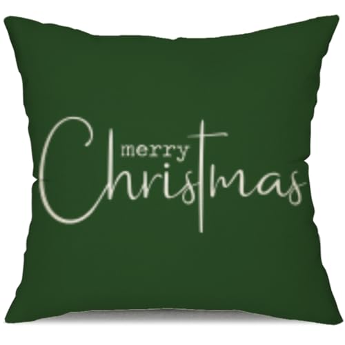 Allorry Christmas Pillow Covers Merry Christmas Throw Pillow Decorative Christmas Green Cotton Cloth Linen Cloth Pillow Cover Sofa Cover Decorative Rectangle Length 20X20 inches