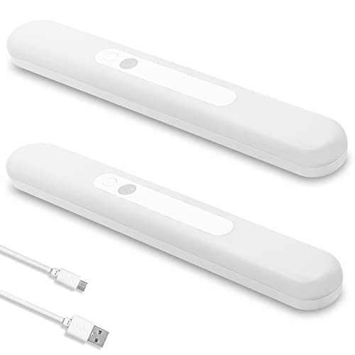 AIRUEEK luz led con sensor de movimiento 2pcs Luz LED Armario con Tira Magnética Luz LED Adhesiva,USB Recargable 2200mAh Luz Nocturna para Pasillo, Escalerav, Garaje ,led Cocina bajo mueble (30CM) Cover