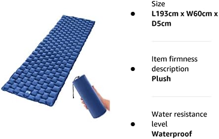 Trail Lightweight Camping Mat, Ultra Light Inflatable Sleeping Mattress, Compact, Waterproof, Inflated Size L193cm x W60cm x D5cm, Bag Size 33cm x 12cm