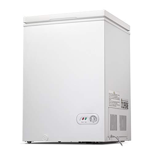 Antarctic Star 3.5 Cu.ft Chest Freezer 6.8℉to -4℉with Removable Basket Free Standing Top open Door Compact Freezer with Adjustable Temperature Defrost Water Drain/Power Saving White