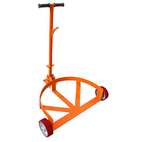 55 Gallon Drum Dolly Heavy Duty, 1200 lbs Capacity Barrel Cart with Adjustable Handle & Locking Caster, Low Profile Steel Drum Truck for Industrial, Warehouse, Workshop Use-Orange