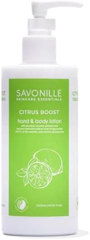 SAVONILLE SKINCARE ESSENTIALS Hand and Body Lotions, 300g (10.14 oz), With Premium Licorice Extracts and Coconut-derived (MCT) Oil to Gently Hydrate and Moisturize Skin, Perfect for Everyday Use (CITRUS BOOST Hand and Body Lotion)