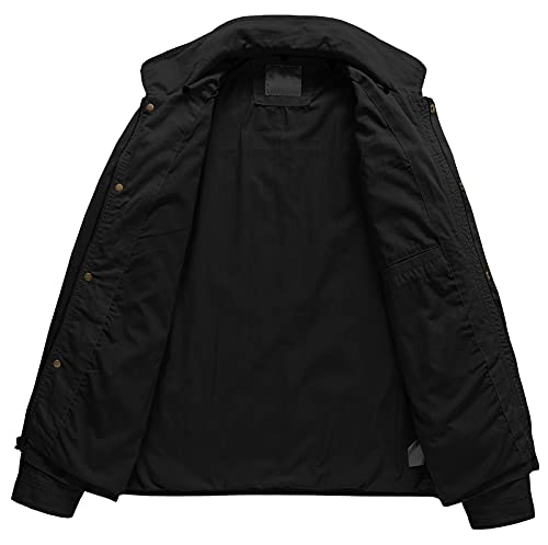 Pursky Men's Canvas Cotton Military Casual Field Jacket Outerwear With Removable Hood4