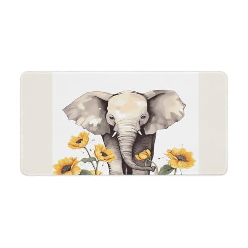 Elephant and Sunflower Desk Pad Large Desk Protector
