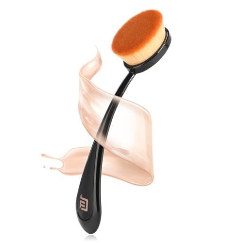 Oval Foundation Brush with Handle - Professional Kabuki Toothbrush Makeup Brush Fast Flawless