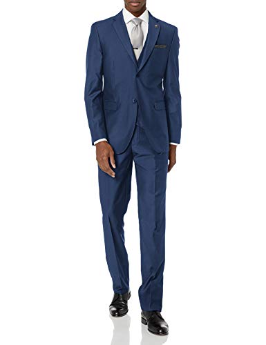STACY ADAMS Men's Bud Vested Slim Fit Suit, Navy, 44 Regular