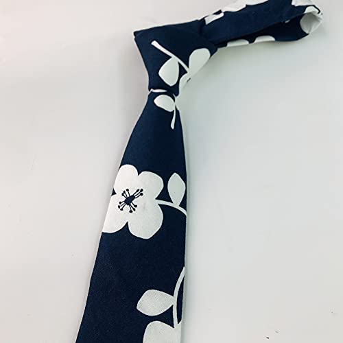 Image of Mantieqingway Floral Ties for Men Skinny Cotton Tie Flower Necktie