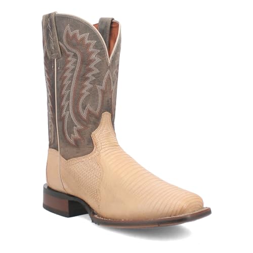 Dan Post Boots Mens Barrett Embroidered Lizard Square Toe Pull On Dress Boots Mid Calf - Beige, Grey2