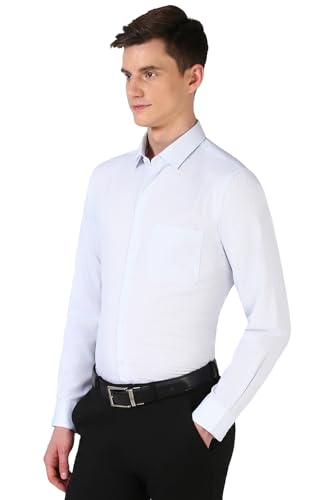 Image of Peter England Men's Classic Textured Slim Fit Full Sleeve Shirt | Wonder Fabric | Cotton Rich | Premium Dobby