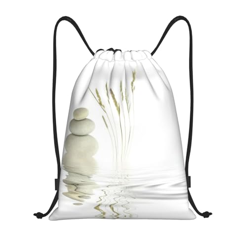 Pierres Naturelles - Mochila impermeable con cordón para natación, deportes, escuela, playa, vacaciones, compras, yoga, Negro, S