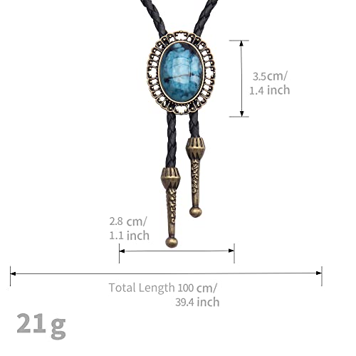 Image of Jeilwiy Bolo Tie for Men Western Cowboy Tie Necklace Gold Bolo Tie Leather Necktie Halloween Tie Accessories for Women