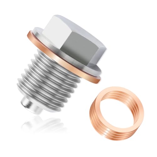 M14x1.5 Magnetic Oil Drain Plug & 5PCS Oil Drain Plug Gasket,Stainless Steel Engine Oil Drain Plug Replacement OEM#09247-14027,68094567AA,Compatible with Buick Cadillac Chevrolet (M14x1.5)