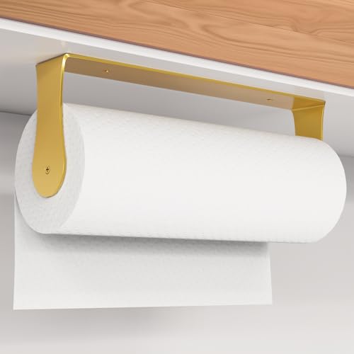 HZE Gold Paper Towel Holder Under Cabinet, Gold Kitchen Accessories Decor,Wall Mount, Stainless...