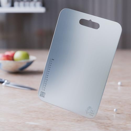 The Earth Store Stainless Steel 35 X 25 CM Chopping Board | Multipurpose Cutting Board for Kitchen | Heavy Duty Vegetable Chopper Board | Fruits, Meat, Cheese | Set of 1