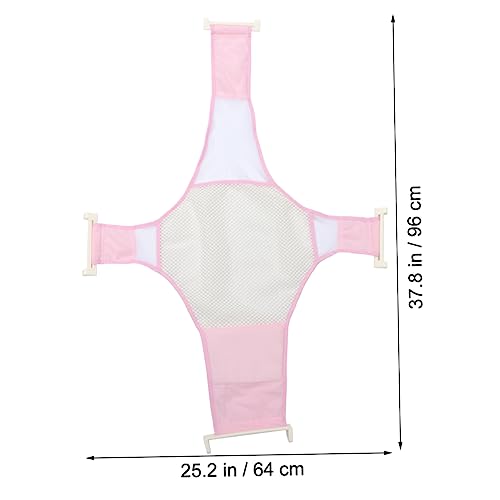 INOOMP ベビー用バスサポートネット 調節可能な十字型 浴槽メッシュ 抗滑りピンク 新生児幼児用お風呂快適保持 サポートベビーバス用品