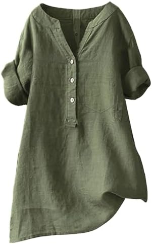 Boho Linen Shirts for Women 2025 Gauze Short Sleeve V Neck Button Loose Fit Blouses Vacation Dress Casual Tunic Tops Boho Linen Shirts for Women 2025 Gauze Short Sleeve V Neck Button Loose Fit Blouses Vacation Dress Casual Tunic Tops