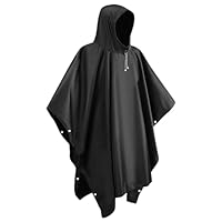 lohey EVA Regenponcho, Wasserdicht Regenmantel für Damen und Herren, Wiederverwendbar Regencape mit Kapuze für Camping, Angeln, Freizeitparks, Festivals(Schwarz)
