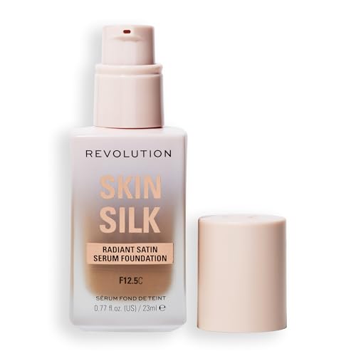 Makeup Revolution, Skin Silk Serum Foundation, Light to Medium Coverage, Contains Hyaluronic Acid, F12.5, 23ml