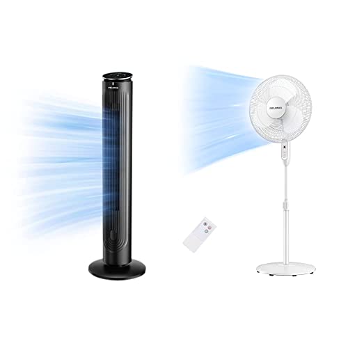 Pelonis 42’’ Oscillating Tower Fan With Aromatherapy Diffuser, Remote Control, 5 Speed Settings With 3 Modes Led Display & 16'' Pedestal Remote Control Oscillating Stand Up Fan 7-Hour Timer #TOP3