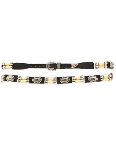 M&F Western Products Men's Leather and Bone Beaded Hat Band Black One Size [Apparel]