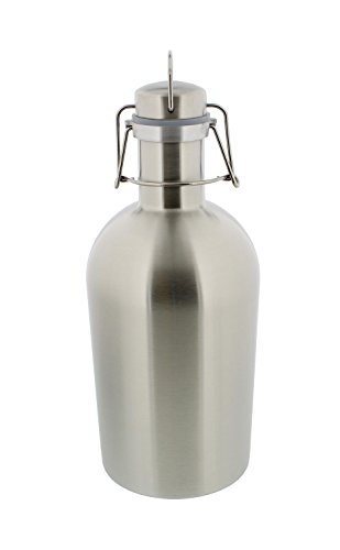 Beer Growler - 1.9 liter, 64 ounces - Stainless Steel with Swing-Top, Keeps Homebrew Fresh and Cold with Airtight Seal