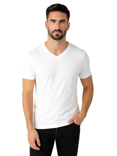 Image of Friskers Men's V-Neck Short Sleeves Cotton T-Shirt - Casual T-Shirt, Regular Fit