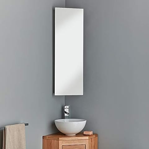 Clickbasin Corner Mirror Bathroom Cabinet With Single Door 900mm x 300mm REIMS | Great Corner Storage Solution with 3 Internal Shelves | Hang Left or Right Door Opening | Optimise Space Cover