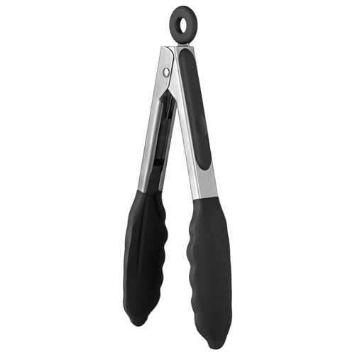 U-Taste Kitchen Tong for Cooking, 600ºF Heat-Resistant Silicone, 7in/Black