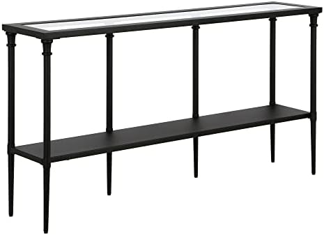 Nellie 55'' Wide Rectangular Console Table with Metal Shelf in Bl...