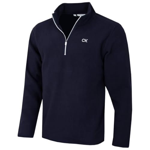 Calvin Klein Pull Golf Extensible 2025 Polaire 1/2 Fermeture Homme - Marin - L