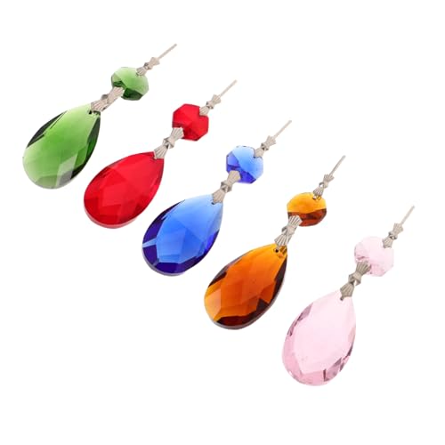 Cabilock 5 Pezzi Pendenti Lampadario Cristallo Colorato Perline da Soffitto Resistenti all Usura Decorazioni Sospese per Finestre e Tende per Matrimoni e Eleganti