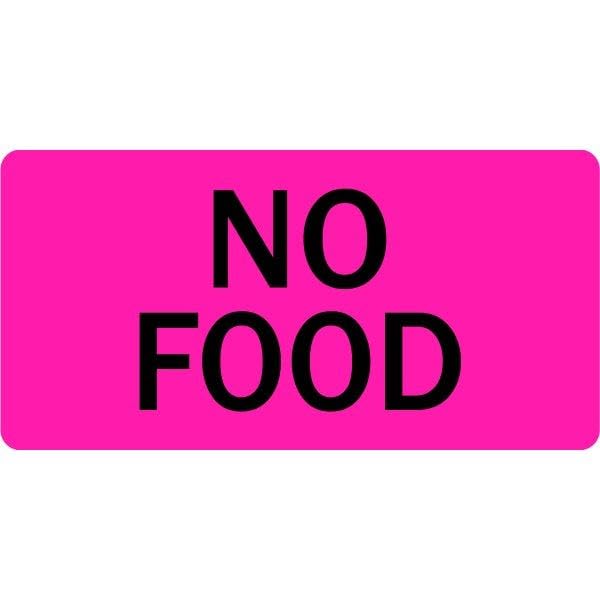 No Food Veterinary Labels - 500 Labels/Roll, 2” x 1”, Fluorescent Pink | Place on Paperwork, Bottles, Or Cages - Veterinary Clinics/Hospitals | LabelValue Brand