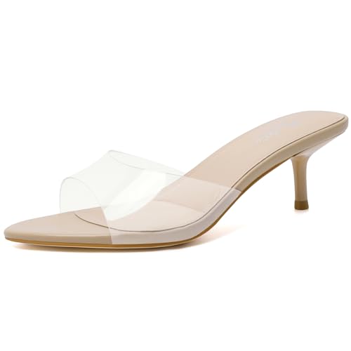 Image of Mostrin Kitten Heels for Women Pointed Toe Vintage Mules Heels Sexy Slip on Stiletto Backless Sandals for Party Wedding Daily