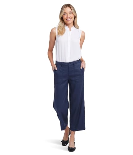 NYDJ Women's Petite Wide Leg Cargo Capri Pants in Oxford Navy