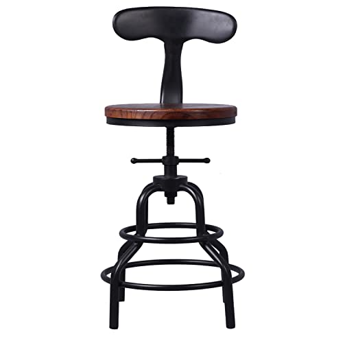 Diwhy Industrial Vintage Bar Stool,Kitchen Counter Height Adjustable Pipe Stool,Cast Iron Stool,Swivel Bar Stool,Metal Stool,27 Inch,Fully Welded Set Of 2 (Iron Backrest) #TOP3
