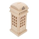 HYTROVE 木製電話ボックス型貯箱 現容器 コインホルダー 小銭入れ 幣収納 大人用 壊れない設計 室内装飾 オフィス リビング対応