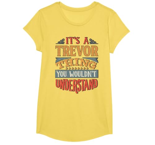 Trevor Name T-Shirt, Girls, Lemon Yellow, Medium