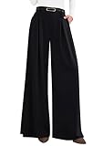 PRETTYGARDEN Womens Spring Wide Leg Trousers 2026 High Elastic Waist Loose Pleated Long Flowy Palazzo Work Pants with Pockets (Black,Large)