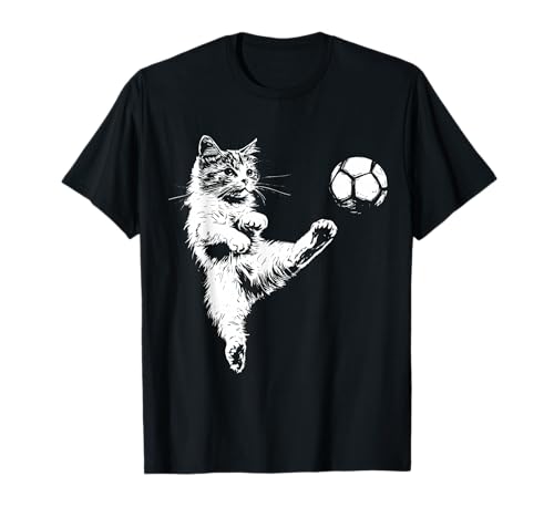 Funny Cat Soccer Ball Graphic T-Shirt