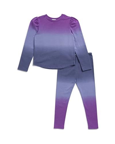 Ensemble de vêtements fille avec tee-shirt violet dégradé à manches longues et pantalon assorti