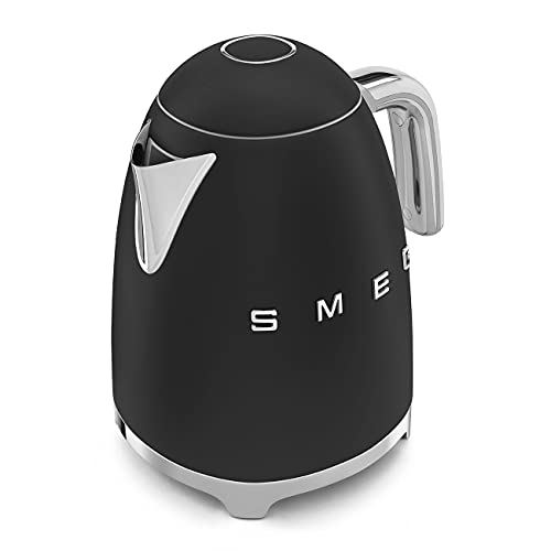 Image of SMEG KLF03 Electric Kettle 1.7L (7 Cup), Retro Hot Water Boiler for Tea & Coffee, Fast Boiling, Auto Shut-Off, Soft Open Lid, 360 Swivel Base Countertop Kettle - Matte Black